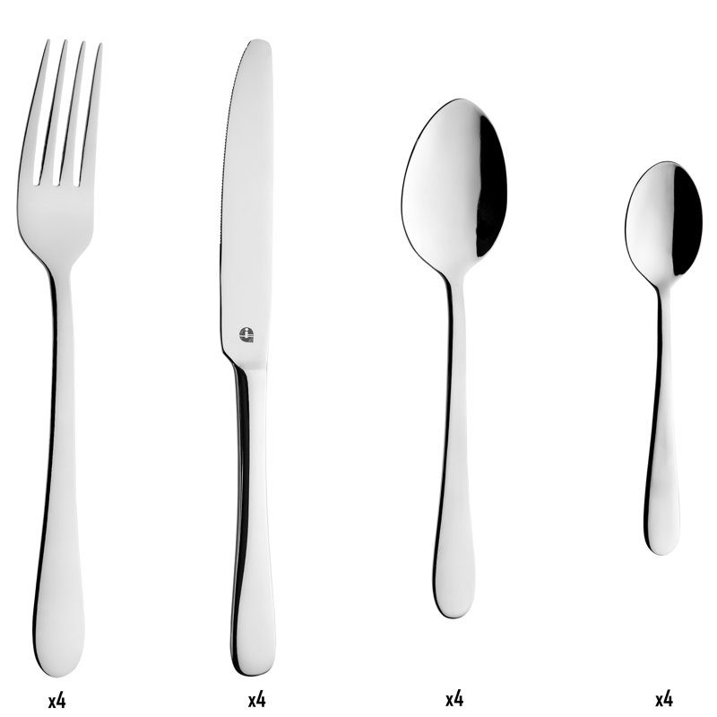 Grunwerg Cutlery 16 Piece Cutlery Set, Service for 4, Windsor 18/0