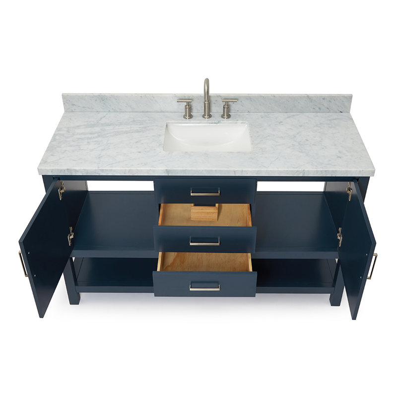 Bayhill 61" W Single Bathroom Vanity Set, Navy, 61"