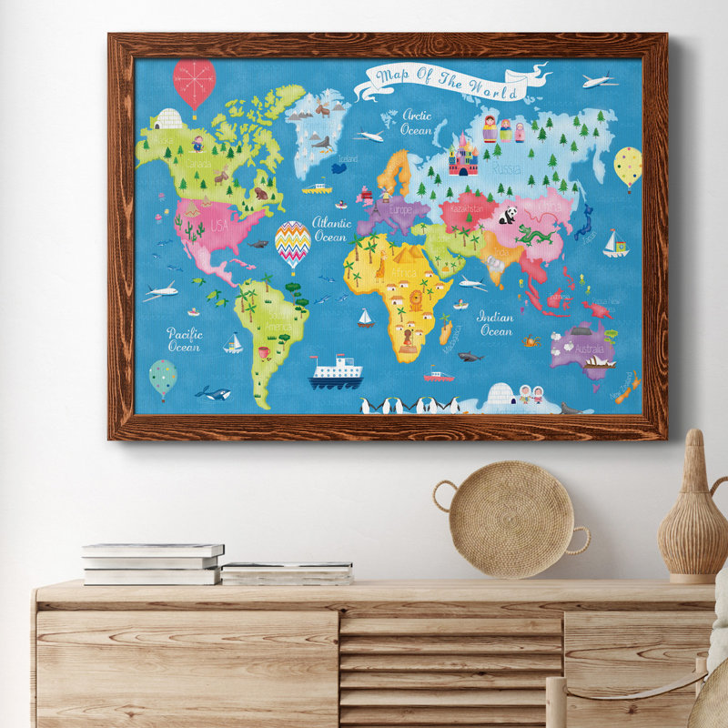 «Trip Around the World», reproduction d'art graphique sur toile encadrée, H 31 po x l 44 po x P 1 po, Érable