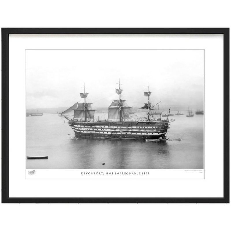 Devonport, HMS Impregnable 1893 - Single Picture Frame Print, 60cm H x 80cm W x 2.3cm D