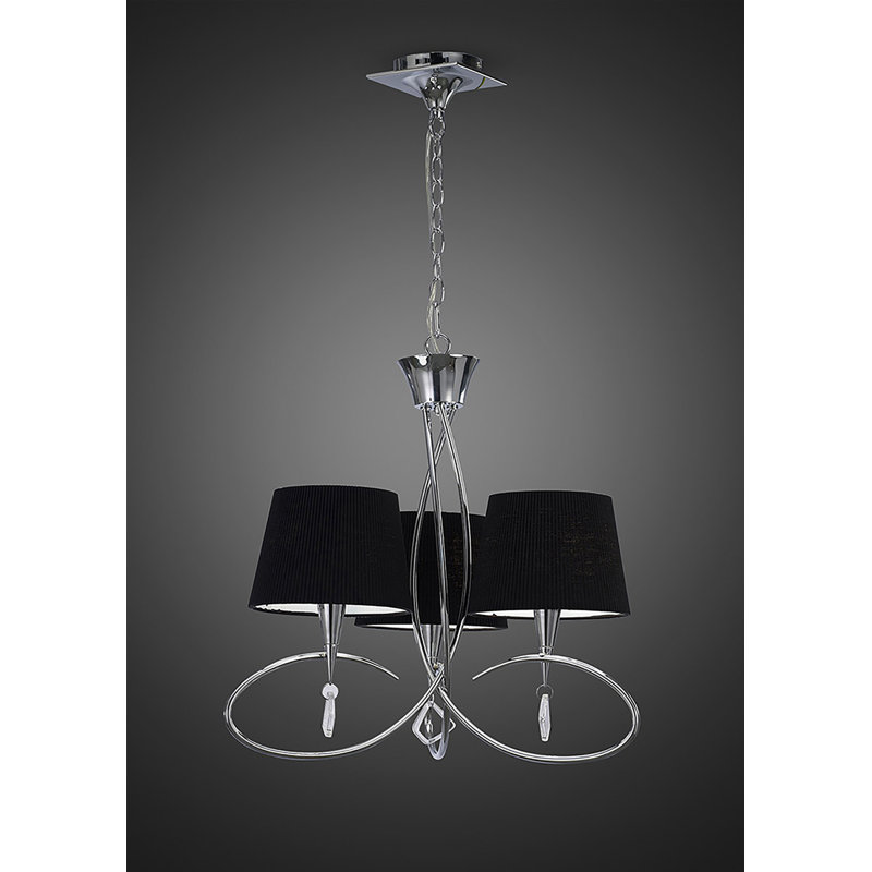Eurich 3 - Light Shaded Chandelier, Polished Chrome/Black