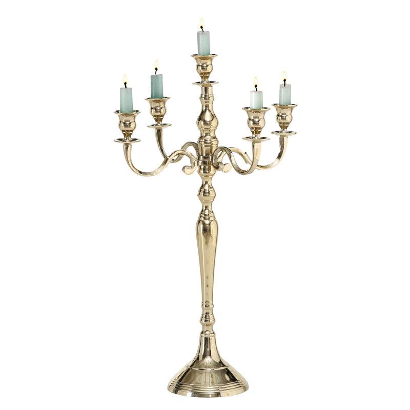 Aluminum Tabletop Candelabra, 24.75" H x 14.5" W