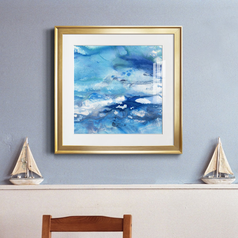 Marbré - peinture encadrée, Doré, H 17,5 po x l 17,5 po x P 1,5 po