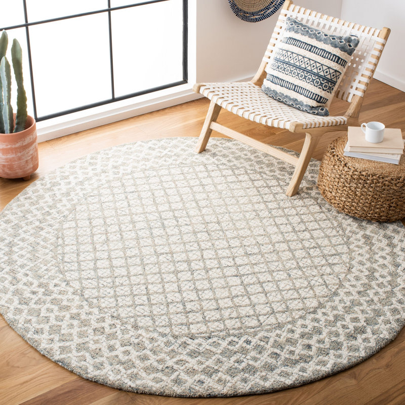 Crowe Hand Tufted Wool Geometric Rug, Round 6'