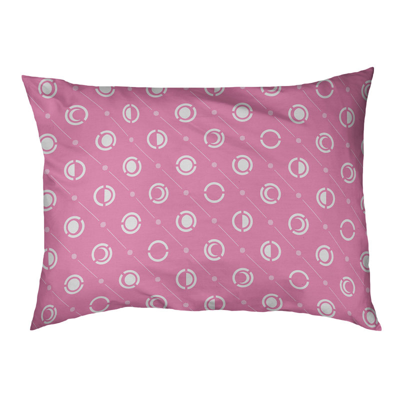 Coussin d’extérieur pour chien moon phases Chenault, Petit (l 28 po x P 6 po x H 18 po), Rose / blanc