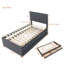 Lit plateforme tapissier avec lit gigogne et 3 tiroirs, tissu en lin-1845936902