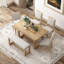 Ensemble de table de salle à manger 6 pièces pour 6, table de cuisine en bois de 60 po et 4 chaises avec banc et base en tréteaux pour la cuisine et la salle à manger-1770933643