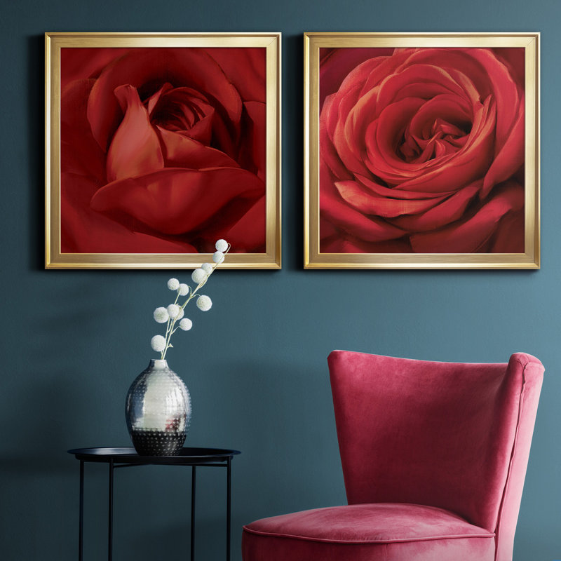 " Sincere Red " 2 - Pieces, Gold, 26.5" H x 53" W x 1.5" D