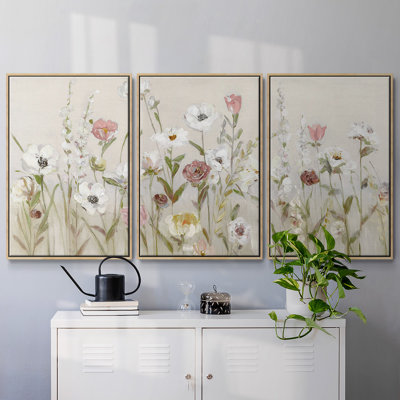 Bloomin Around - 3 pièces, reproduction encadrée sur toile