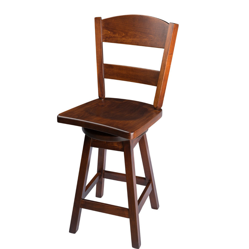 Caine Swivel Solid Wood Counter Stool, Rich Tobacco, Counter Stool (24" Seat Height)