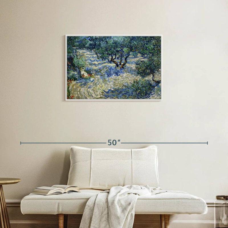 Olive Orchard 1889, 31 po x 21 po, Cadre flottant blanc