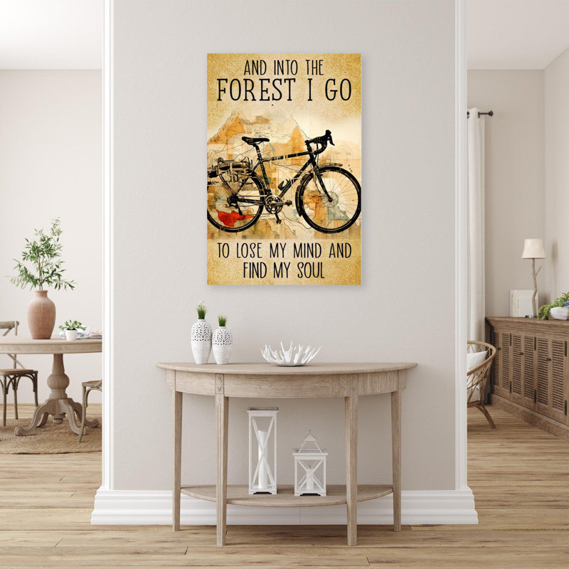 " Bicycle And Into The Forest - 1 Piece Rectangle Graphic Art Print On Wrapped Canvas ", L 11 po x H 14 po