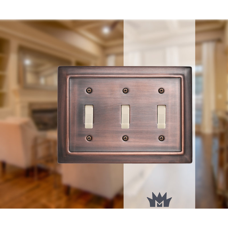 Antique Copper 3-Gang Architectural Toggle Wall Plate