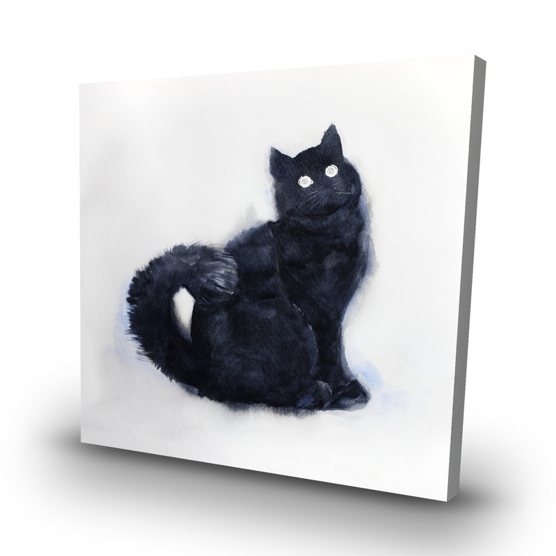 Furry watercolor cat - 32"x32" art on canvas