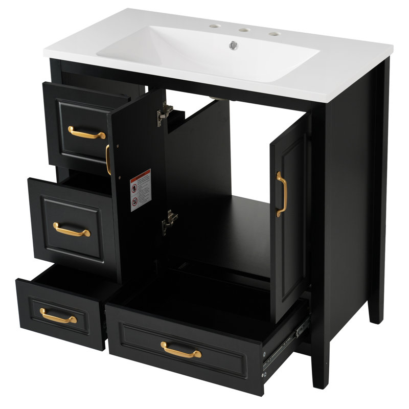 Meuble-lavabo de salle de bain avec lavabo, Noir