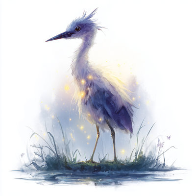 Heron at Dawn Wrapped Canvas Wall Art