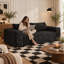 Canapé 3 places moderne de 200 cm (78,8 po) en velours côtelé doux, assise profonde et confortable, livré monté, idéal pour appartement, chambre ou bureau, noir.