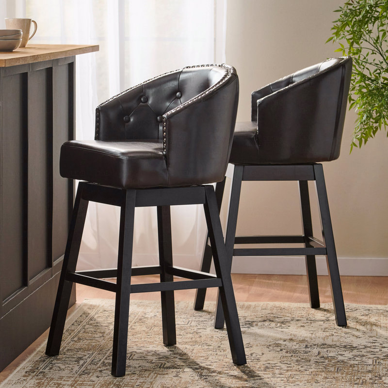 Ensemble de 2 chaises de salle à manger, tabouret de bar pivotant à 360 degrés avec garniture cloutée