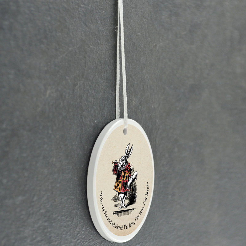 Oh My Fur and Whiskers Im Late Circle Shaped Ceramic Ornament Bauble