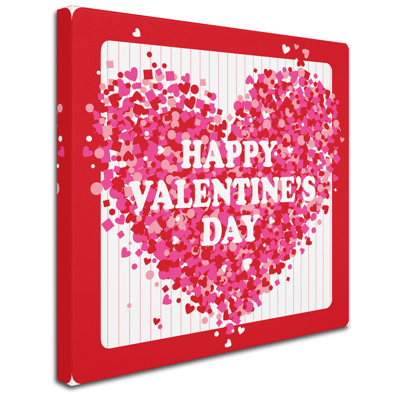 « confettis valentine », reproduction d’impression sur toile tendue, H 14 po x l 14 po