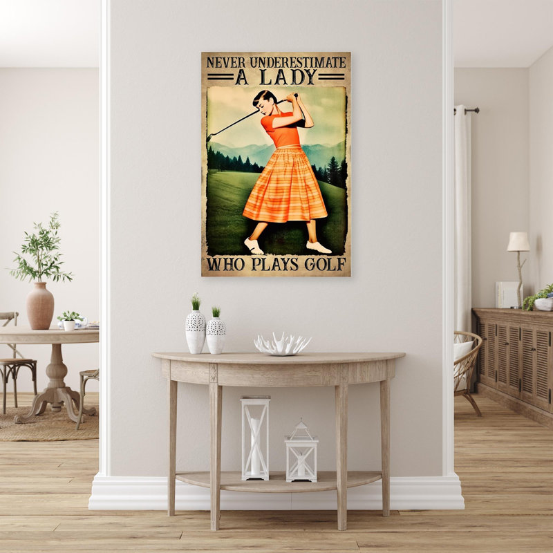 Une dame qui joue au golf, H 20 po x l 16 po x P 1,25 po