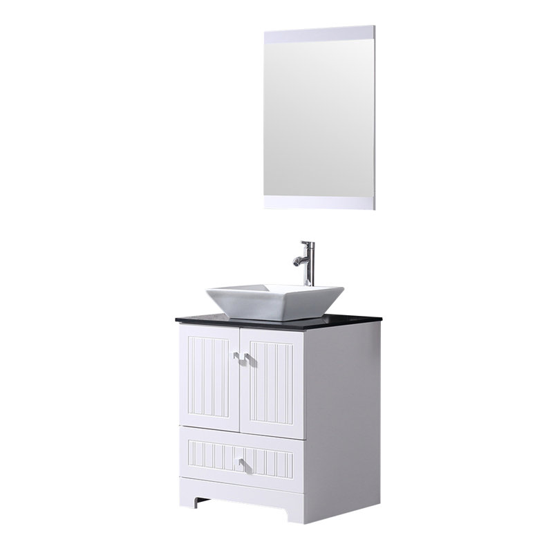 Brijmohan 24.8'' Single Bathroom Vanity with Glass Top