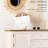 White Console Table With Storage Solution, Versatile Use - Pine Legs, Captivating Entryway