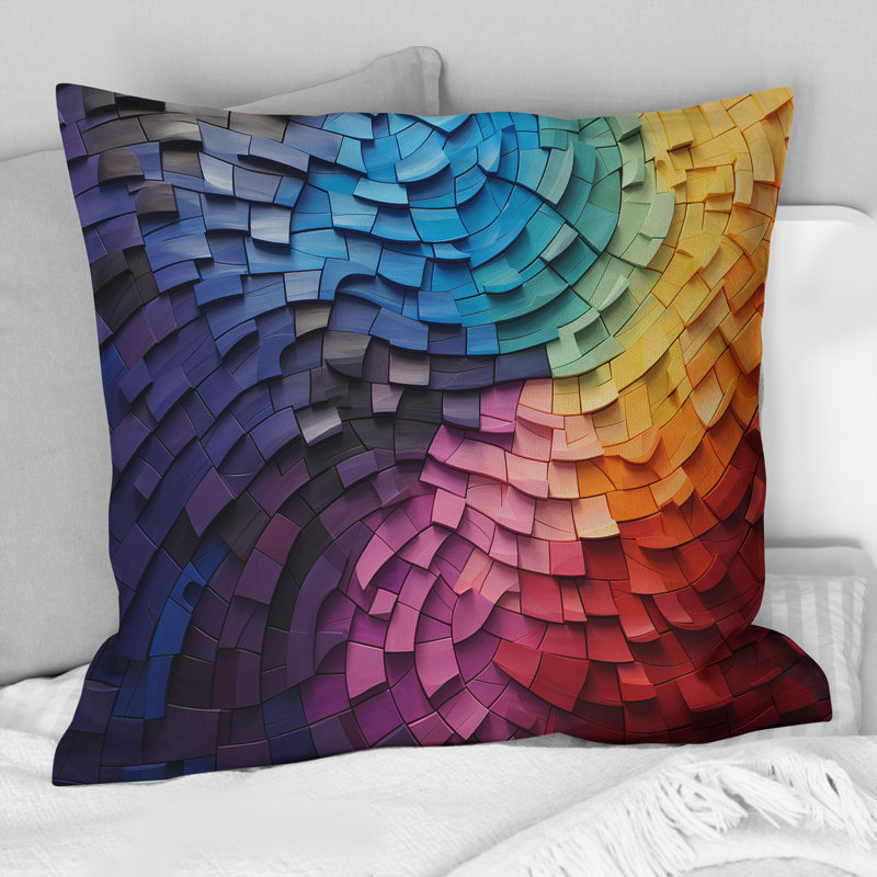 Collage abstrait arc-en-ciel abstrait coloré - Coussin décoratif imprimé arc-en-ciel