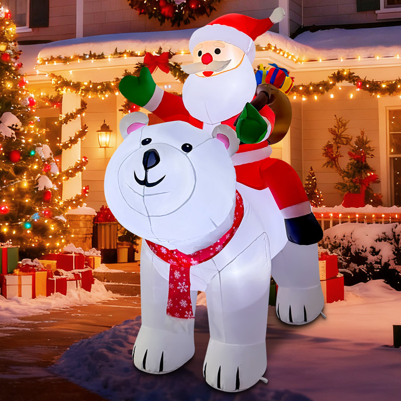 Ours polaire de Noël animé 6,5 pi avec lumières DEL intégrées