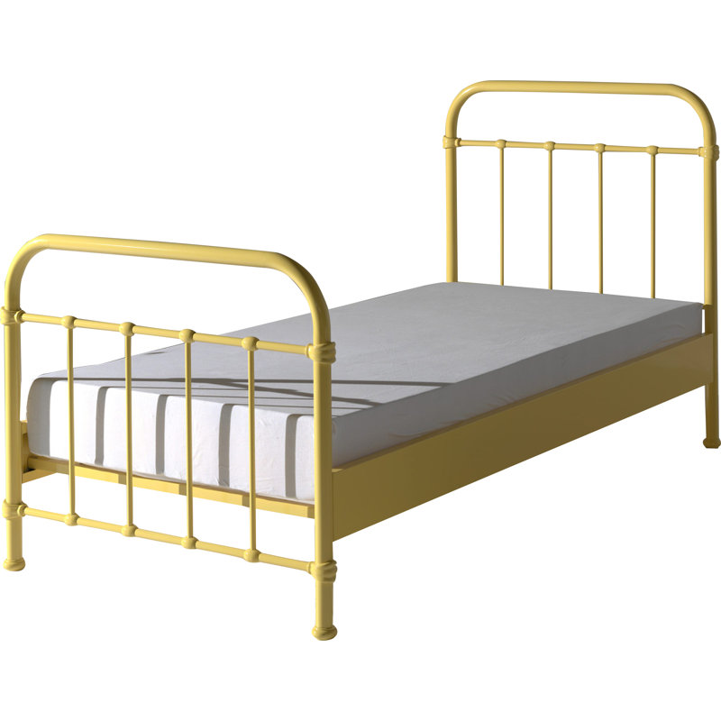 New York Metal Frame Bed, Yellow, European Single (90 x 200cm)