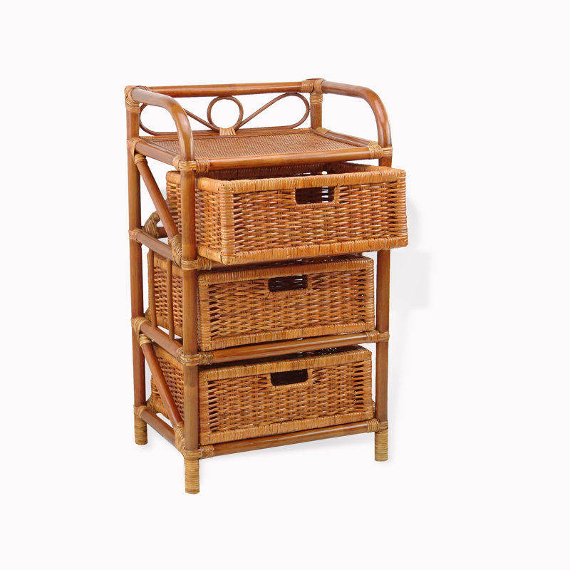 Handmade Wicker & Rattan Laundry Chest – 3 Drawer Storage Organizer – Boho Style