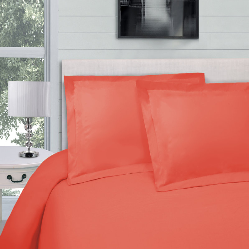 100% Cotton 300 TC Modern and Contemporary 3 Piece Duvet Cover Set, Coral, Twin Duvet Cover + 1 Standard Pillowcase
