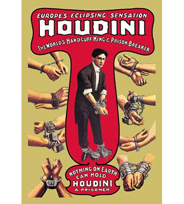 Houdini : le menotte de très grand lit et de prison du monde par russel et les publicités rétro morgan