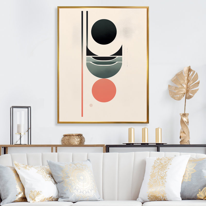 «Pure Lunar Imagination Geometric Minimalisme I», reproduction d'art sur toile transitionnelle, Cadre flottant doré