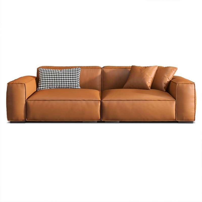 Canapé modulaire orange en cuir véritable, Orange, 4, 28,35 po H x 110,24 po l x 37,4 po P