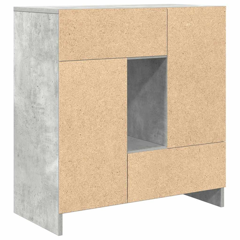 Sideboard With Drawers And Doors 70.5X34x74.5 Cm, Concrete Grey