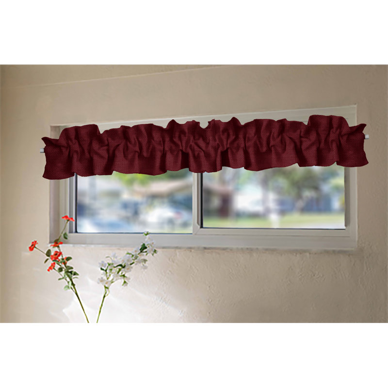 Ruffled Window Valance, 144" W x 9" L, Burgundy