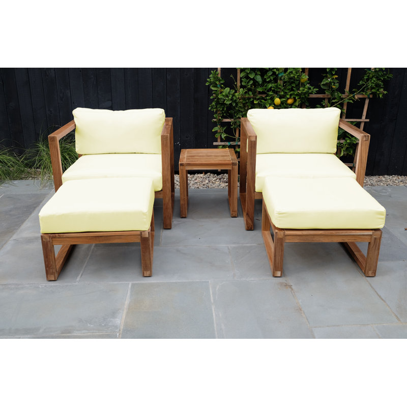 Ensemble de conversation en teck avec coussins Sunbrella, Naturel
