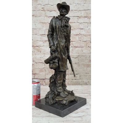 Signed Original Bronze Wyatt Earp Statue Sculpture Western Cowboy 21" x 7"