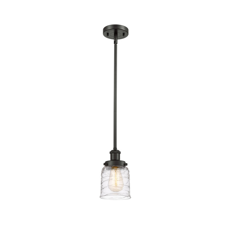 Luminaire suspendu en forme de cloche à 1 lumière Bokoshe, Bronze huilé