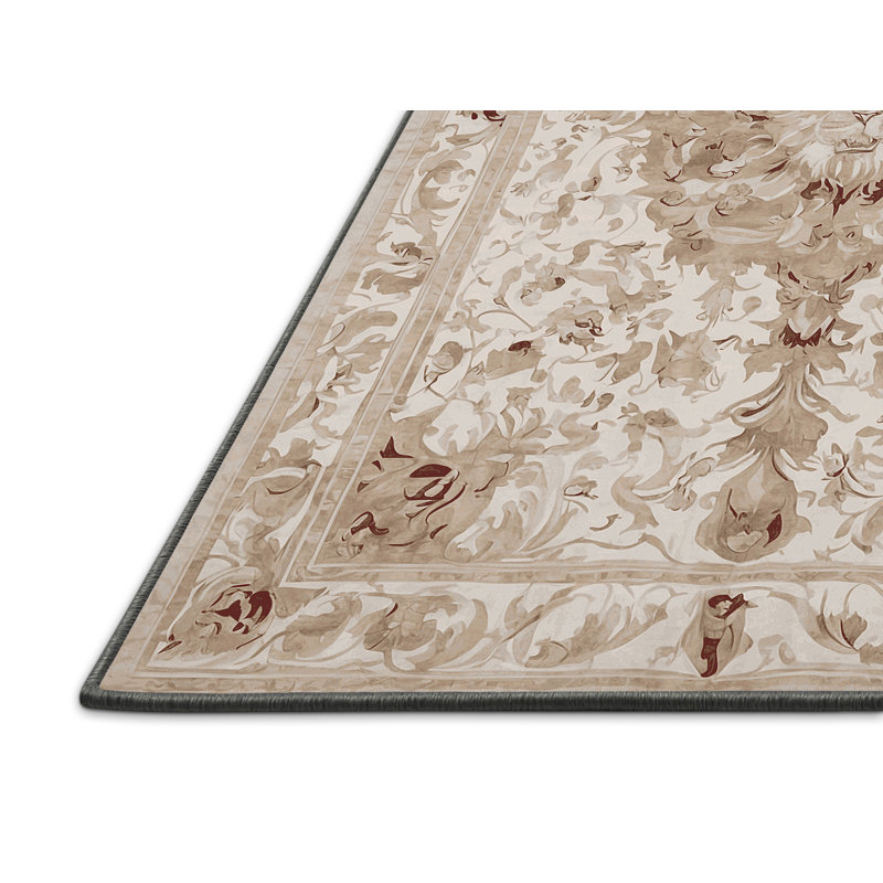 Tapis gris soyeux et moelleux, Rond 7 pi