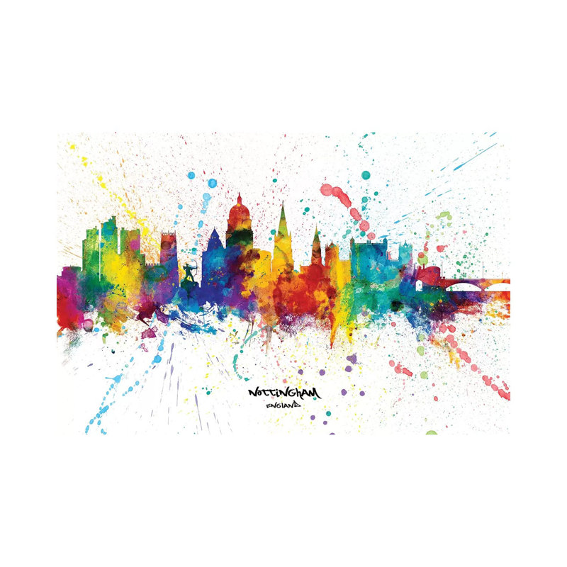 Nottingham England Skyline Splash by Michael Tompsett - Wrapped Canvas Gallery-Wrapped Canvas Giclée, 20.32 cm H x 30.48 cm W