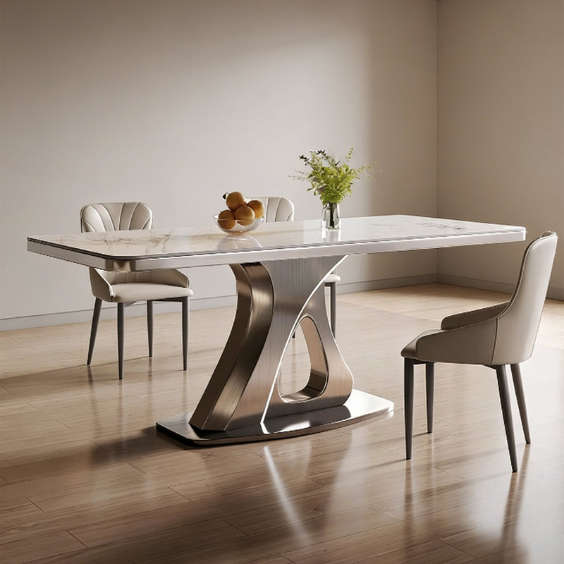 Light luxury rock plate dining table, 29.53"H x 55.12"L x 31.5"W