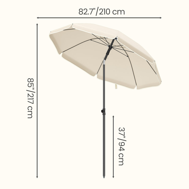 180cm Tilt Beach Parasol, Beige
