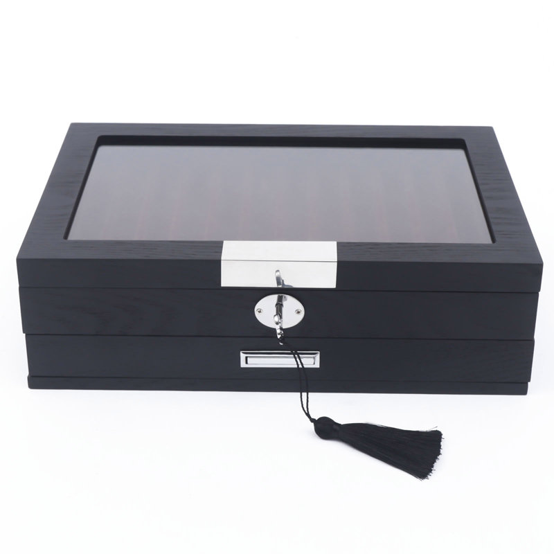12.6" 12 Slot Wood Pen Display Box 2 Layers Fountain Pen Collector Case