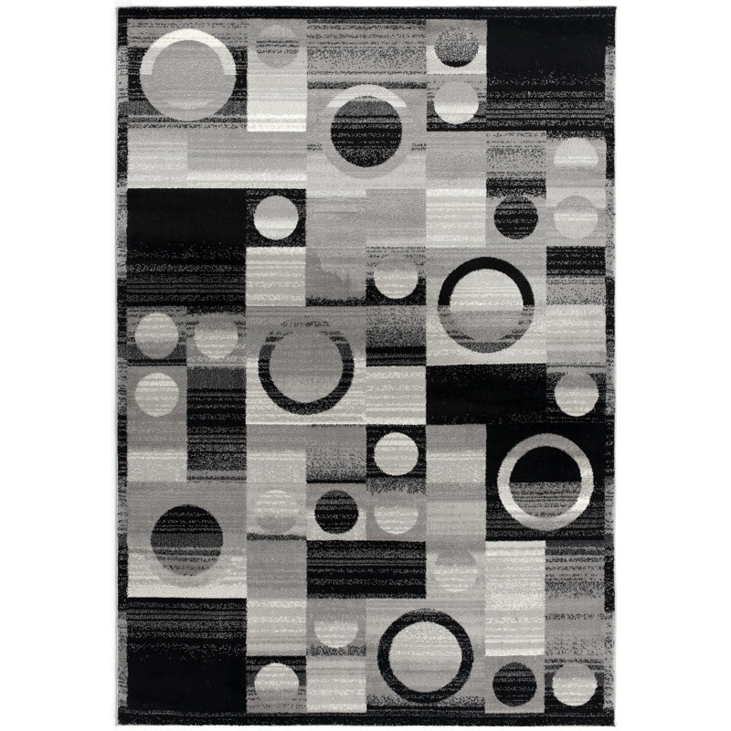 Tapis gris à motif abstrait Dillup-Jones, Rectangle 2 pi 3 po x 3 pi