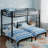 Queen Over Twin & Twin Bunk Bed Metal Triple Bunk Bed for Bedroom-1568625875