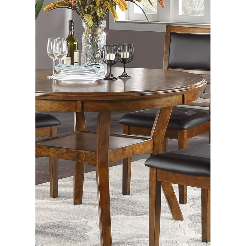 Table de salle à manger chic en noyer, ronde avec tablette, pièce en noyer, Noyer