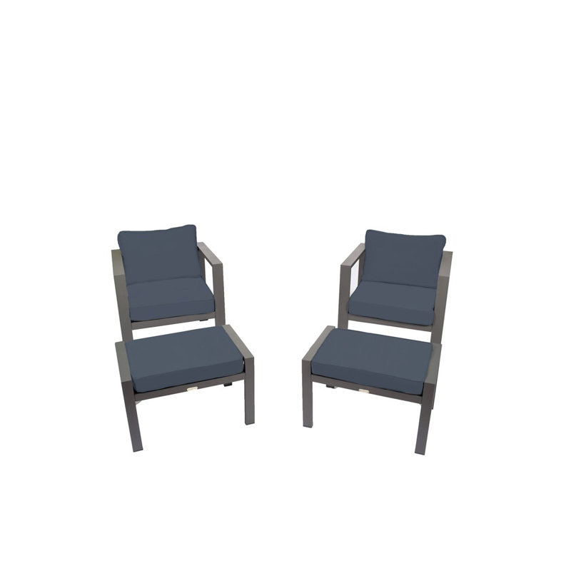 Lakeview Patio Chair with Cushions and Ottoman, Navy