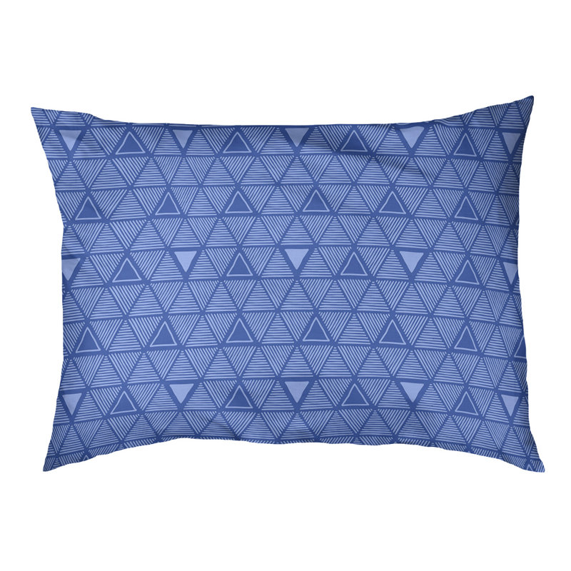 Coussin d’extérieur pour chien à main triangles Chen, Moyen (l 40 po x P 6,5 po x H 30 po), Lapis bleu